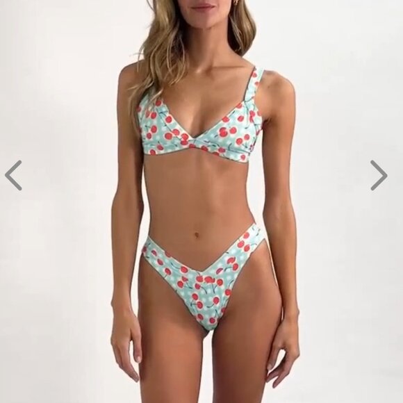 NWT OneOne Swimwear Bikini SET Cherry Crush Kameron Jesse NEW White Blue Red - Picture 14 of 14